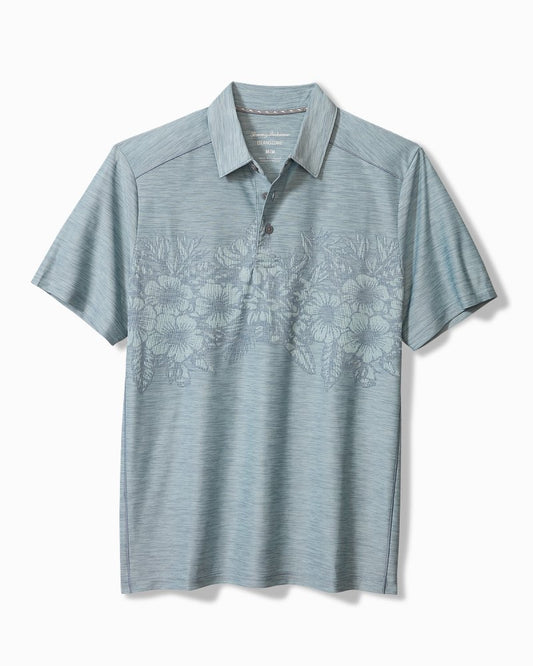 Palm Coast Hibiscus Border IslandZone® Polo Sterling Blue | Tommy Bahama Trusted - Palm Coast Hibiscus Border IslandZone® Polo