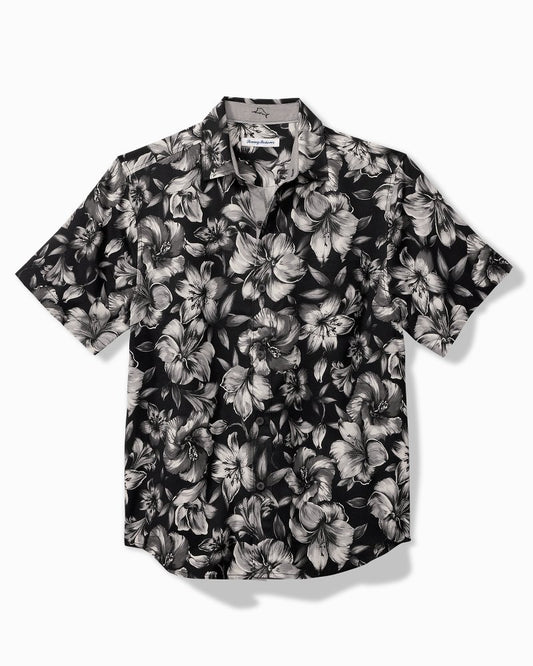 Hibiscus Hideaway Silk Camp Shirt Black | Tommy Bahama Premium - Hibiscus Hideaway Silk Camp Shirt