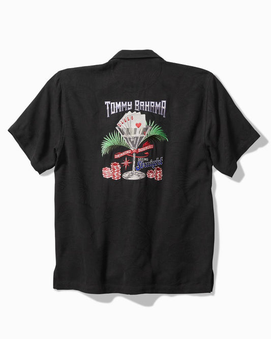 Drinking Doubles Silk Camp Shirt Black | Tommy Bahama Great Value - Drinking Doubles Silk Camp Shirt
