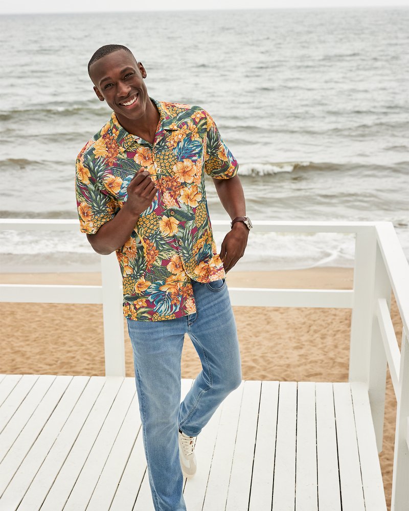 Coconut Point Sunset Canopy IslandZone® Camp Shirt Dark Sangria | Tommy Bahama Value - Coconut Point Sunset Canopy IslandZone® Camp Shirt