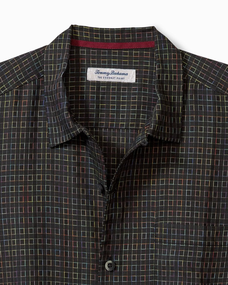 Coconut Point Prismatic Check IslandZone® Camp Shirt Black | Tommy Bahama Essential - Coconut Point Prismatic Check IslandZone® Camp Shirt