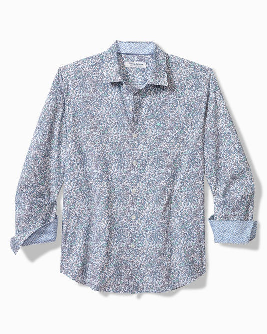 Sarasota Stretch Blue Flora IslandZone® Shirt Glass Bead Blue | Tommy Bahama Special Offer - Sarasota Stretch Blue Flora IslandZone® Shirt