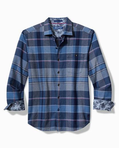 Canyon Beach Pebble Cay Plaid Stretch Flannel Shirt Dockside Blue | Tommy Bahama Featured - Canyon Beach Pebble Cay Plaid Stretch Flannel Shirt