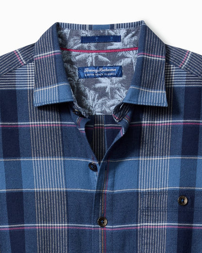 Canyon Beach Pebble Cay Plaid Stretch Flannel Shirt Dockside Blue | Tommy Bahama Featured - Canyon Beach Pebble Cay Plaid Stretch Flannel Shirt