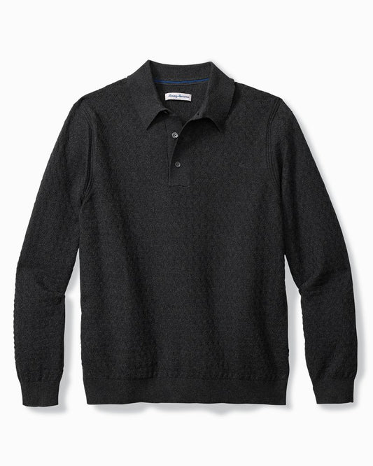 Capital Cable Sweater Polo Black | Tommy Bahama Premium - Capital Cable Sweater Polo