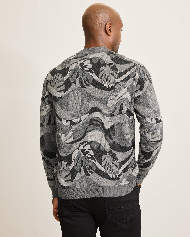 Monstera Camouflage Crew Sweater Heather Grey | Tommy Bahama Sale - Monstera Camouflage Crew Sweater