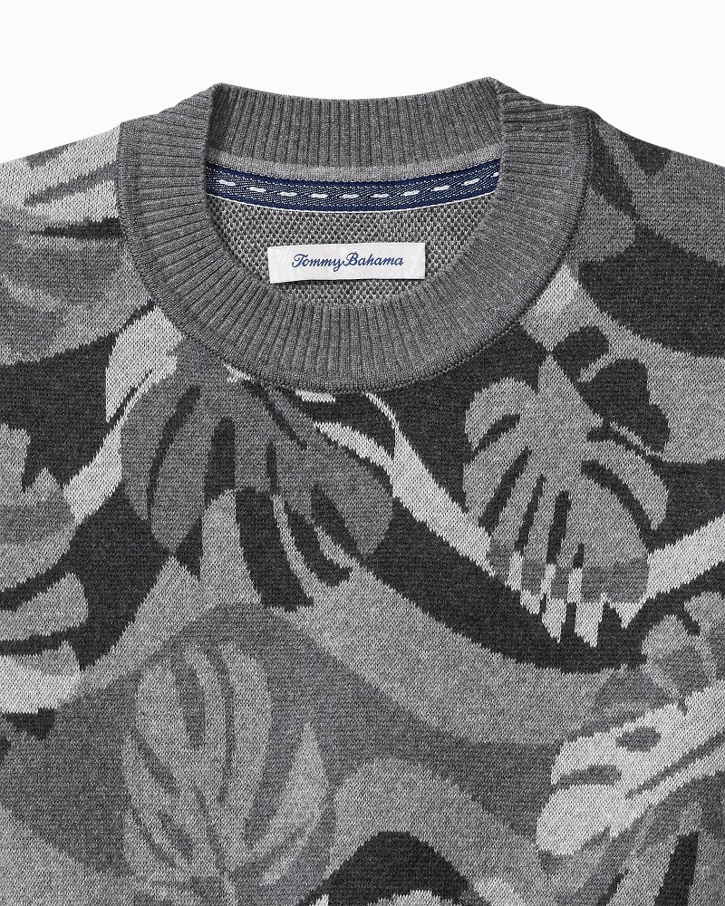 Monstera Camouflage Crew Sweater Heather Grey | Tommy Bahama Sale - Monstera Camouflage Crew Sweater