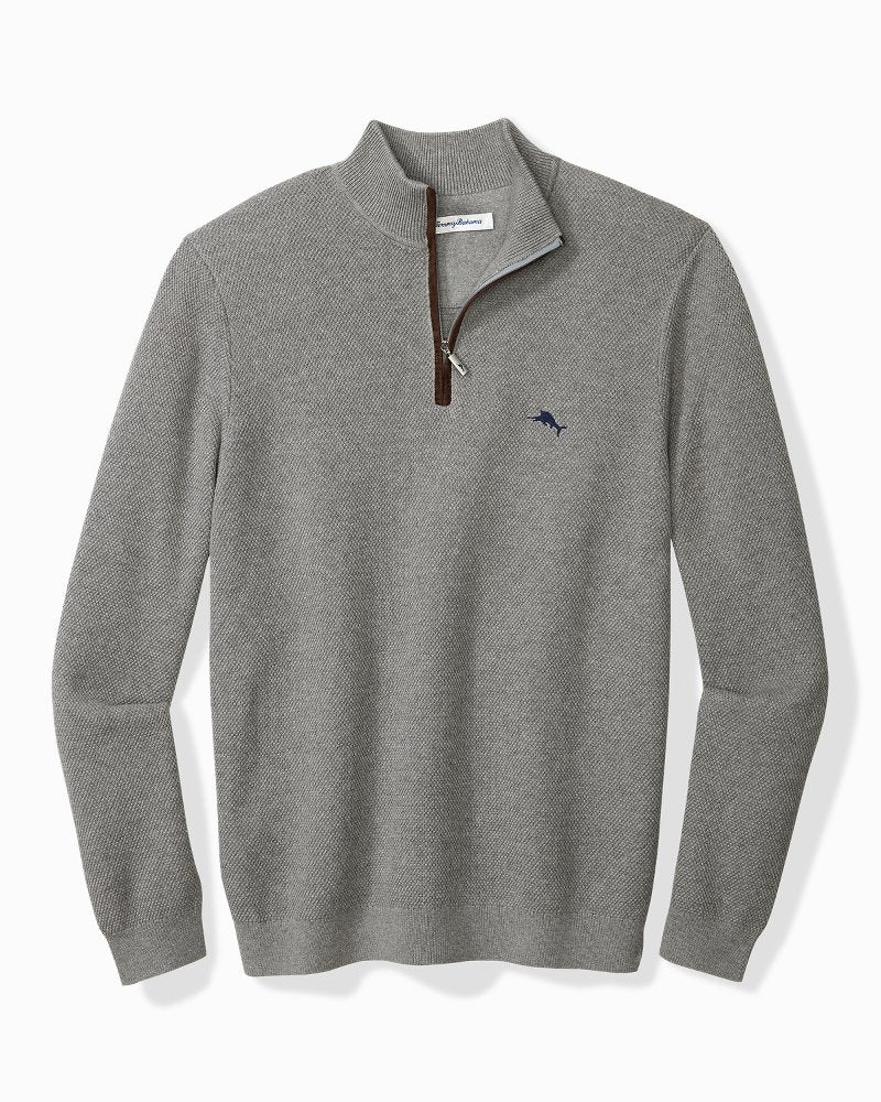 Marlin Luxe Half-Zip Sweater Carbon Grey Heather | Tommy Bahama Quality - Marlin Luxe Half-Zip Sweater