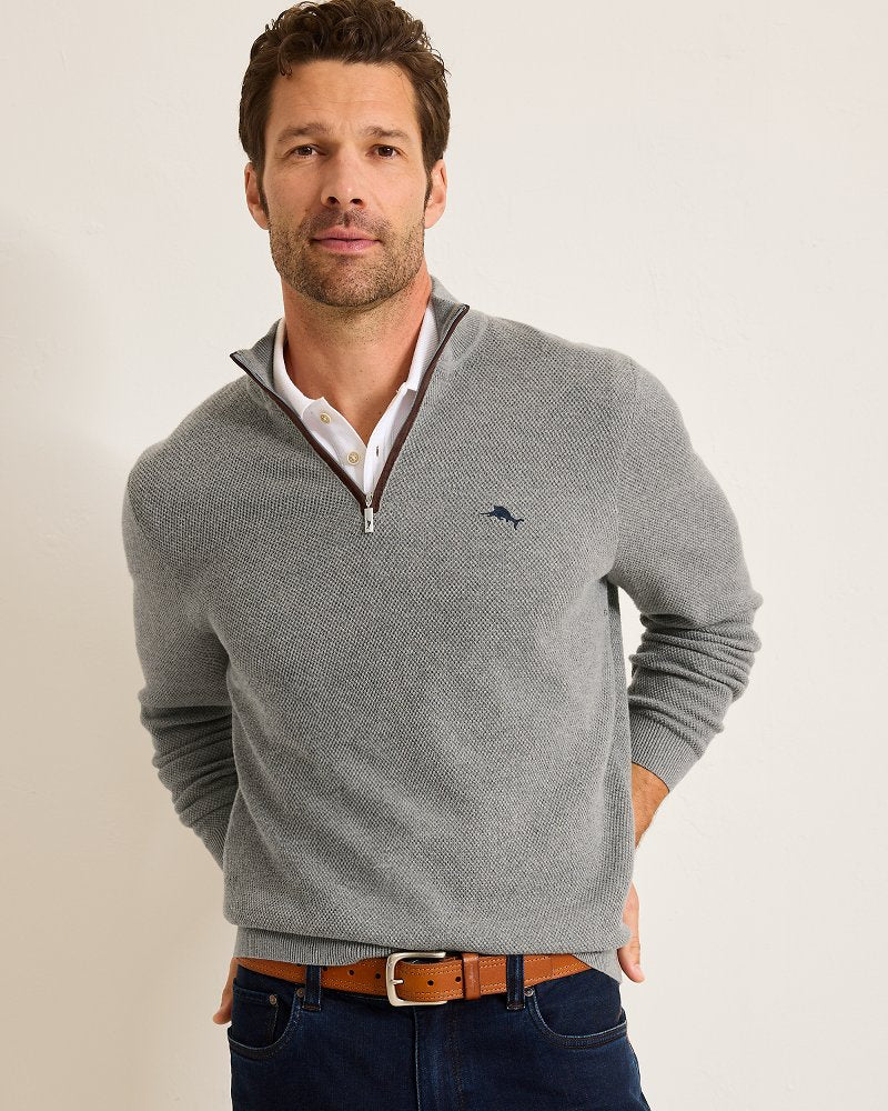 Marlin Luxe Half-Zip Sweater Carbon Grey Heather | Tommy Bahama Quality - Marlin Luxe Half-Zip Sweater