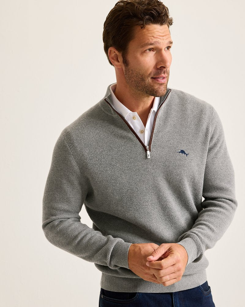 Marlin Luxe Half-Zip Sweater Carbon Grey Heather | Tommy Bahama Quality - Marlin Luxe Half-Zip Sweater