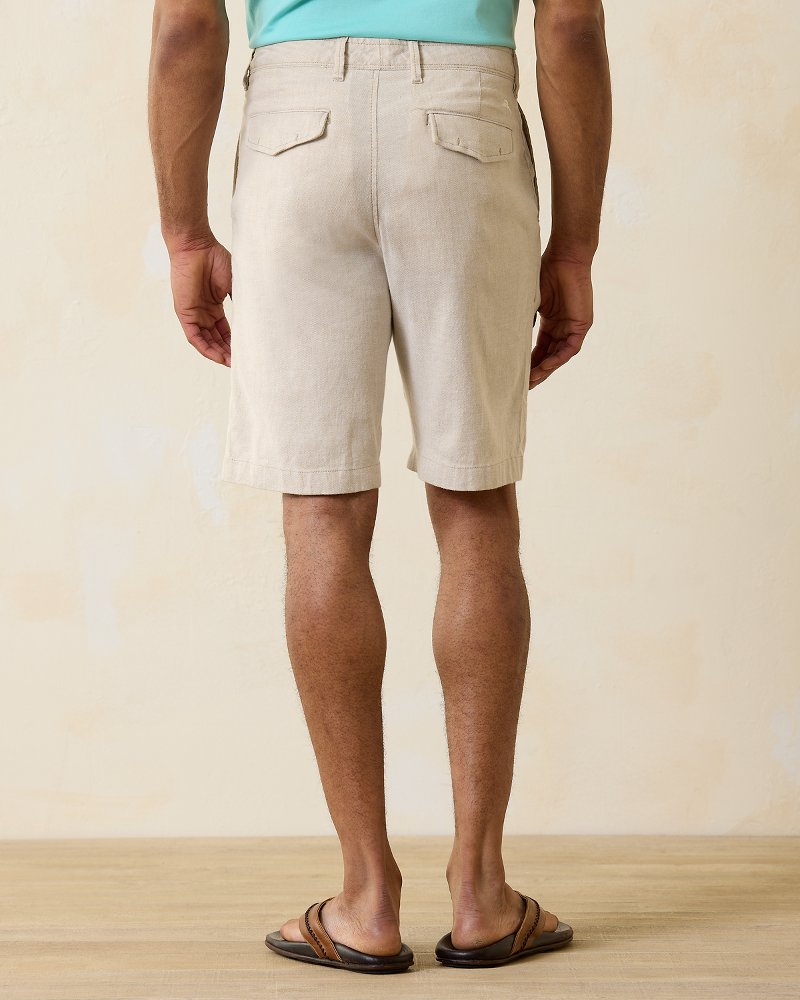 Beach Coast Linen-Blend Flat-Front 10-Inch Shorts Stone Khaki | Tommy Bahama Signature - Beach Coast Linen-Blend Flat-Front 10-Inch Shorts