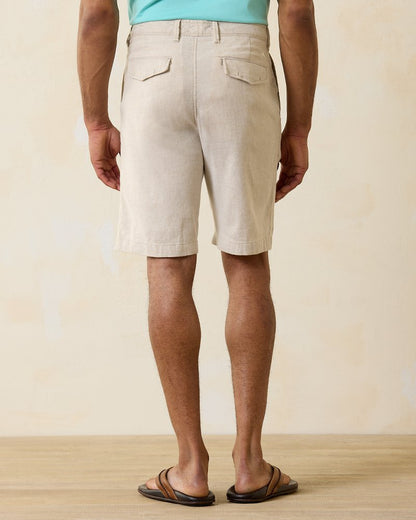 Beach Coast Linen-Blend Flat-Front 10-Inch Shorts Stone Khaki | Tommy Bahama Signature - Beach Coast Linen-Blend Flat-Front 10-Inch Shorts