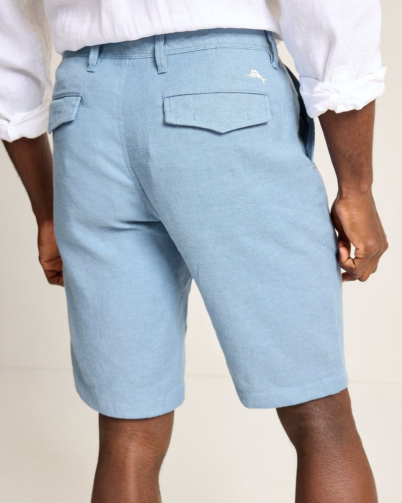 Beach Coast Linen-Blend Flat-Front 12-Inch Shorts Port Side Blue | Tommy Bahama Recommended - Beach Coast Linen-Blend Flat-Front 12-Inch Shorts