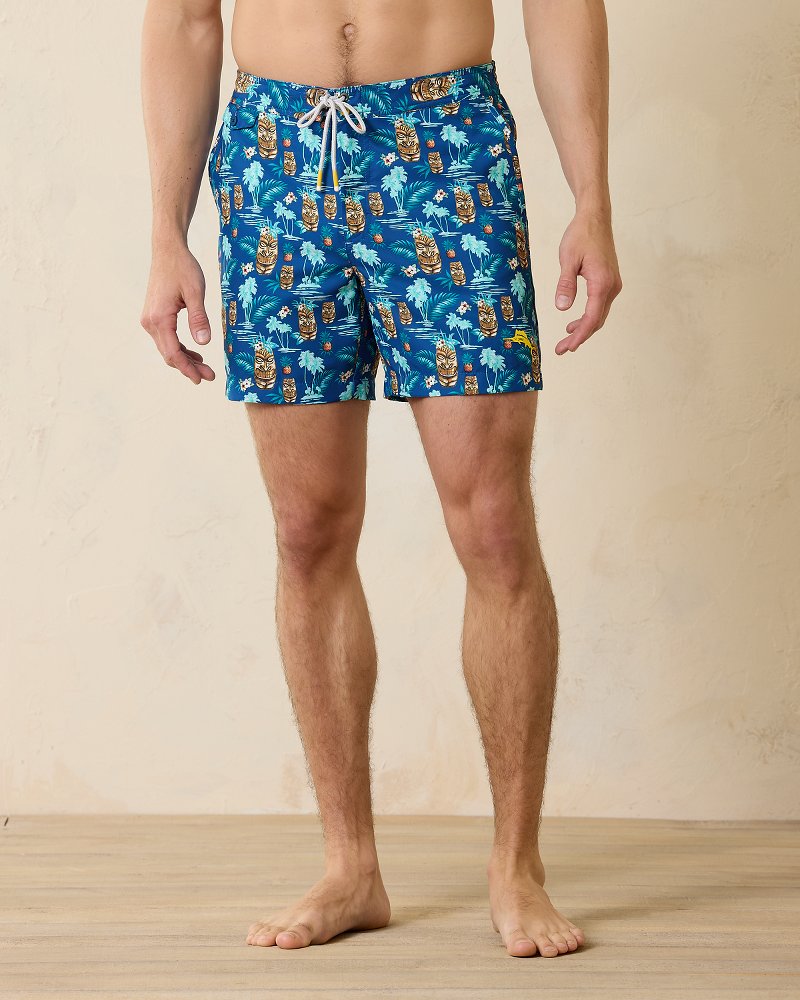Rialto Tiki Tropics 6-Inch Swim Trunks Cobalt Haze | Tommy Bahama Premium - Rialto Tiki Tropics 6-Inch Swim Trunks