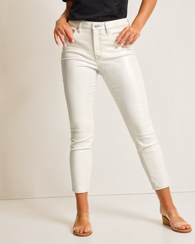 Metallic High-Rise Ankle Jeans White | Tommy Bahama Featured - Metallic High-Rise Ankle Jeans