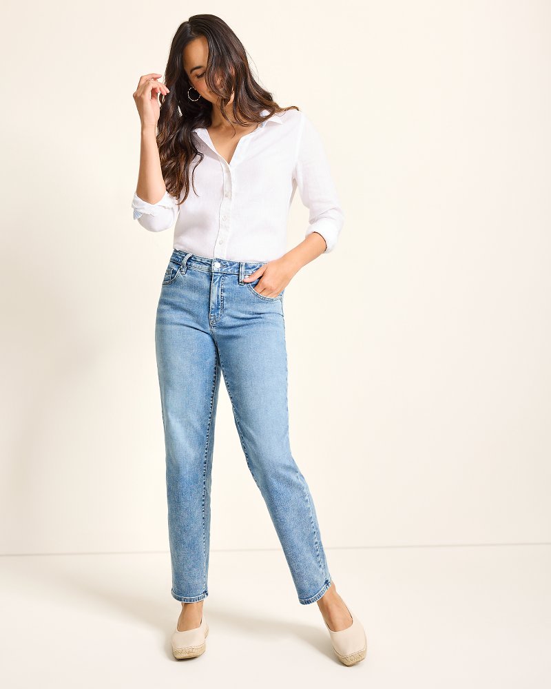 High-Rise Straight-Leg Jeans Med Azul Wash | Tommy Bahama Best Seller - High-Rise Straight-Leg Jeans