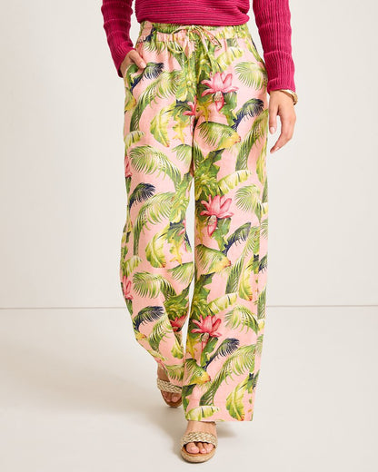 Two Palms Frond Royal High-Rise Linen Easy Pants Coral Haze | Tommy Bahama Quality - Two Palms Frond Royal High-Rise Linen Easy Pants