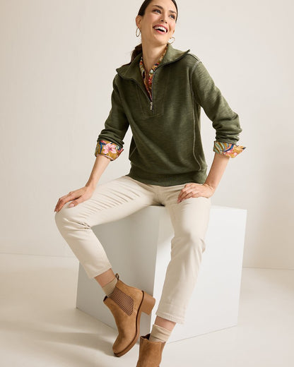 Tobago Bay Half-Zip Sweatshirt Banana Leaves | Tommy Bahama Smart Buy - Tobago Bay Half-Zip Sweatshirt