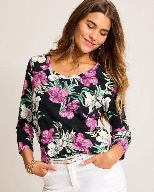 Ashby Isles Villa Garden 3/4-Sleeve T-Shirt Black | Tommy Bahama Premium - Ashby Isles Villa Garden 3/4-Sleeve T-Shirt