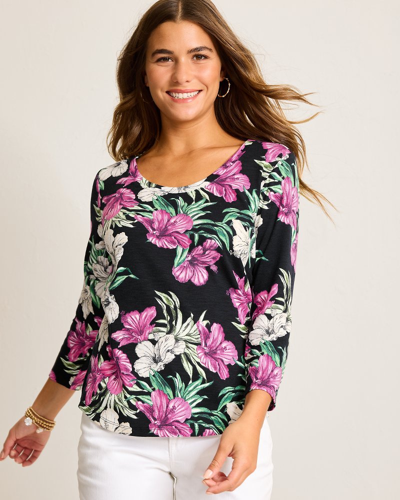 Ashby Isles Villa Garden 3/4-Sleeve T-Shirt Black | Tommy Bahama Premium - Ashby Isles Villa Garden 3/4-Sleeve T-Shirt
