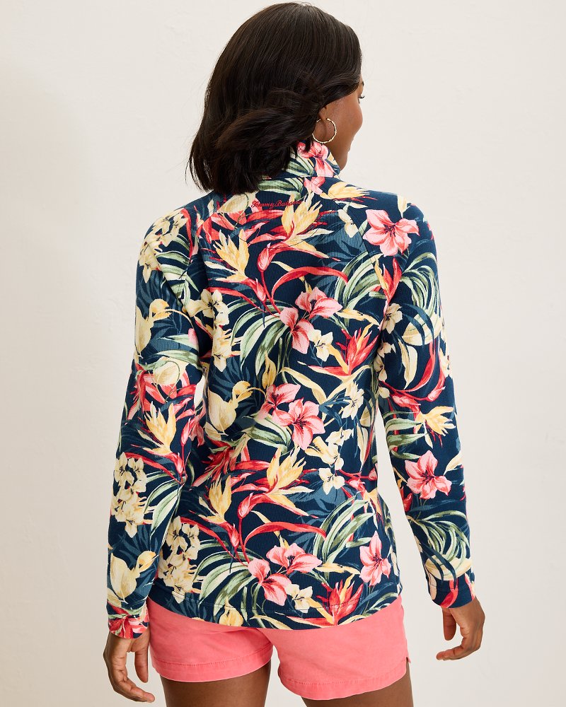 Aruba Flora Amora Half-Zip Sweatshirt Island Navy | Tommy Bahama Latest - Aruba Flora Amora Half-Zip Sweatshirt