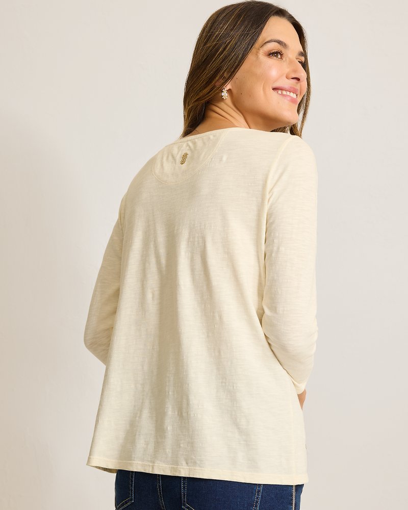 Forever Fronds Embellished Lux 3/4-Sleeve T-Shirt Coconut | Tommy Bahama Smart Buy - Forever Fronds Embellished Lux 3/4-Sleeve T-Shirt