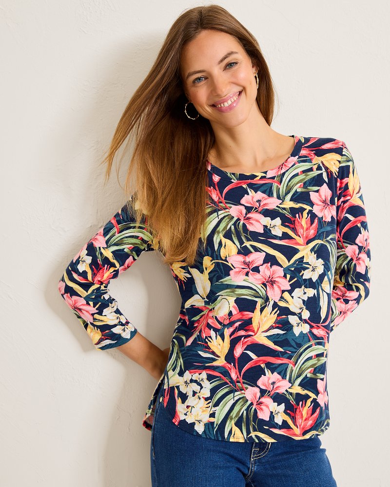 Ashby Isles Flora Amora 3/4-Sleeve T-Shirt Island Navy | Tommy Bahama Smart Buy - Ashby Isles Flora Amora 3/4-Sleeve T-Shirt