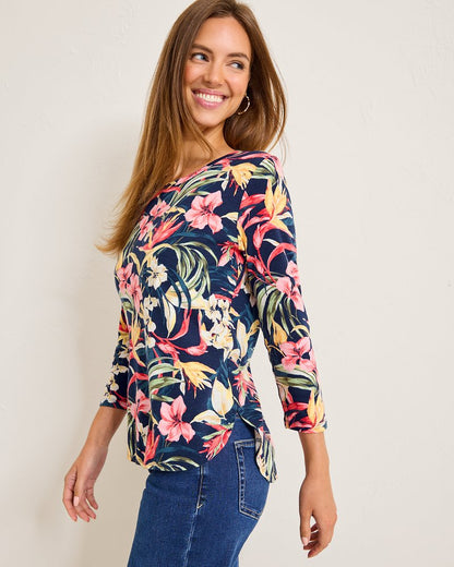 Ashby Isles Flora Amora 3/4-Sleeve T-Shirt Island Navy | Tommy Bahama Smart Buy - Ashby Isles Flora Amora 3/4-Sleeve T-Shirt