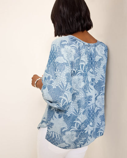 Secret Inlet 3/4-Sleeve Top Med Marina Wash | Tommy Bahama Smart Buy - Secret Inlet 3/4-Sleeve Top