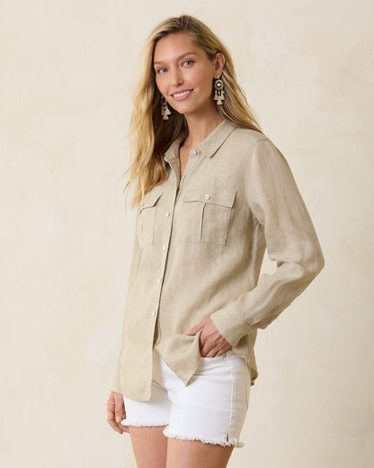 Coastalina Utility Linen Shirt Natural | Tommy Bahama Latest - Coastalina Utility Linen Shirt