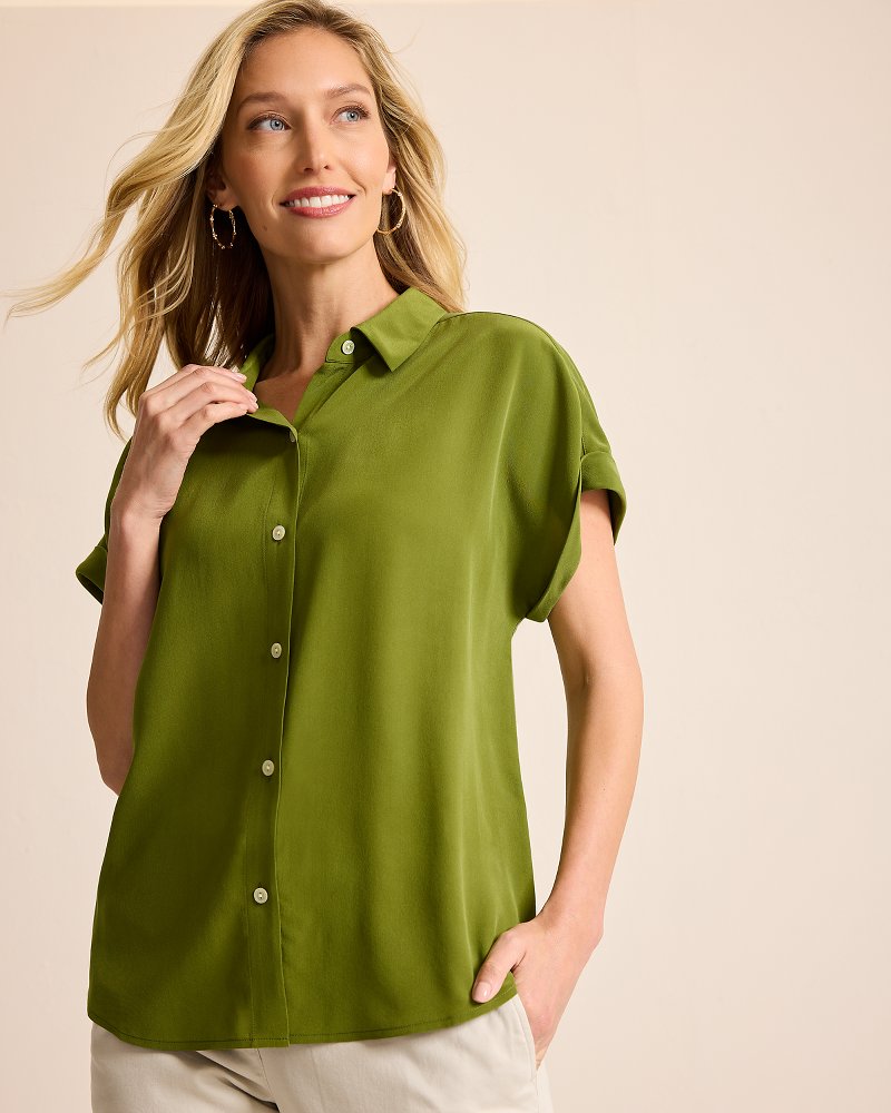 Silk Dolman Camp Shirt Olive Tree | Tommy Bahama Trending - Silk Dolman Camp Shirt