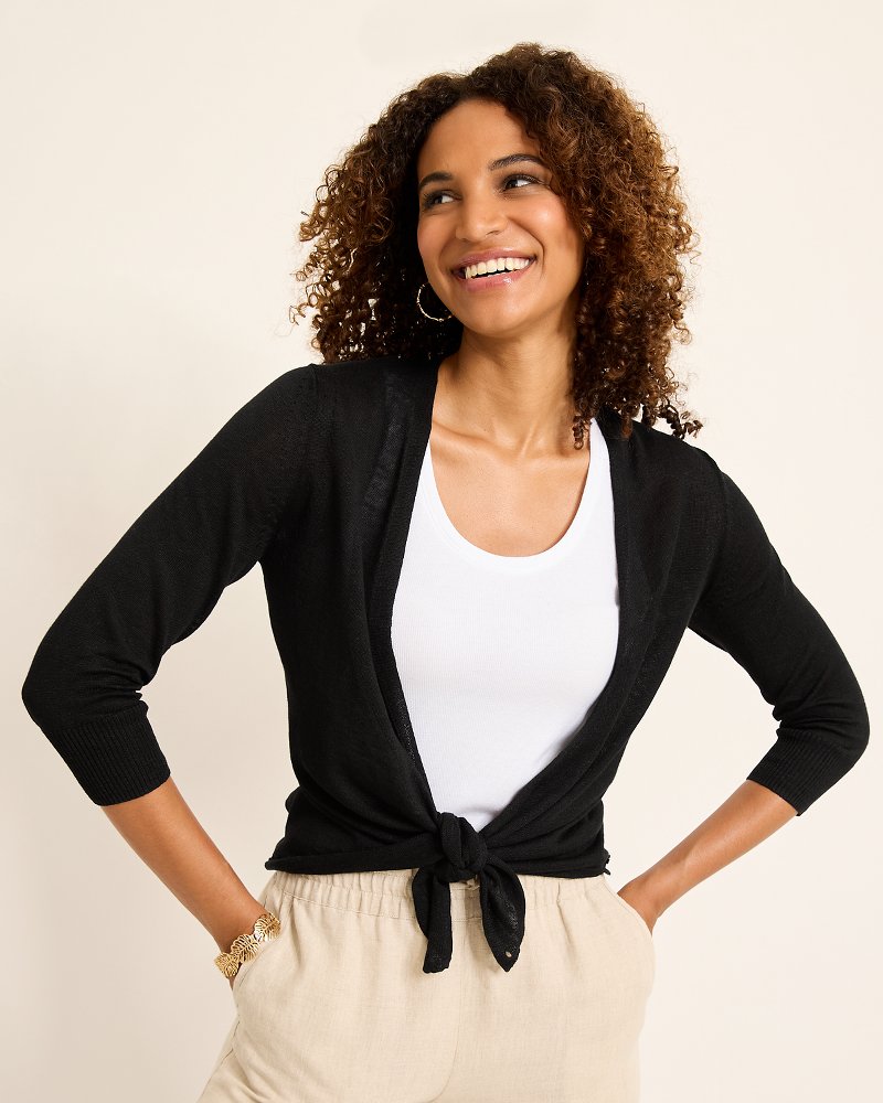 Addison Linen-Blend Cardigan Black | Tommy Bahama Customer Favorite - Addison Linen-Blend Cardigan