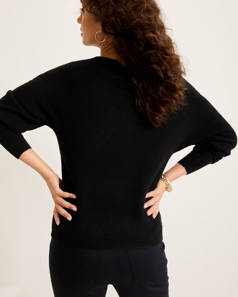 Embellished Pineapple Cashmere-Blend Sweater Black | Tommy Bahama Quality - Embellished Pineapple Cashmere-Blend Sweater