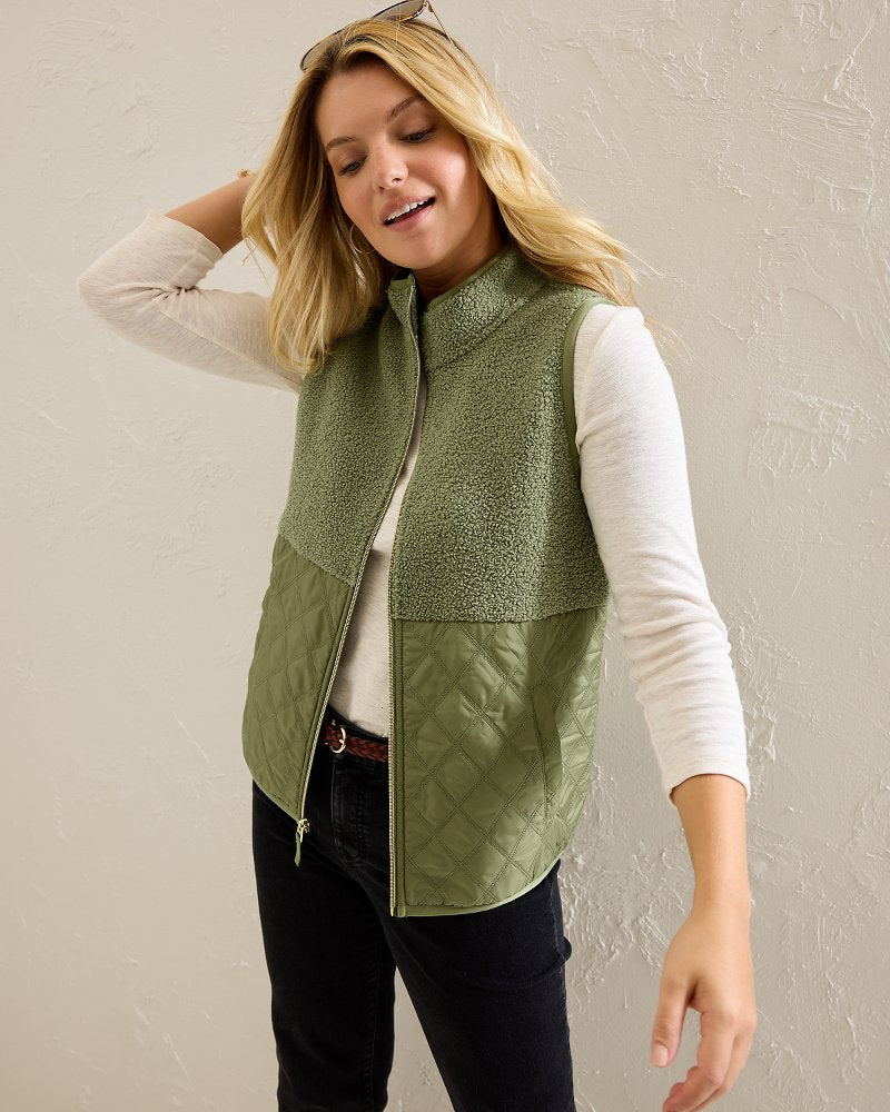 Faux Sherpa Hybrid Vest Dusty Thyme | Tommy Bahama Customer Favorite - Faux Sherpa Hybrid Vest