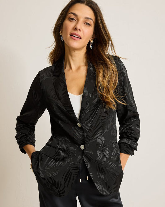 Satin Jacquard Blazer Black | Tommy Bahama Signature - Satin Jacquard Blazer