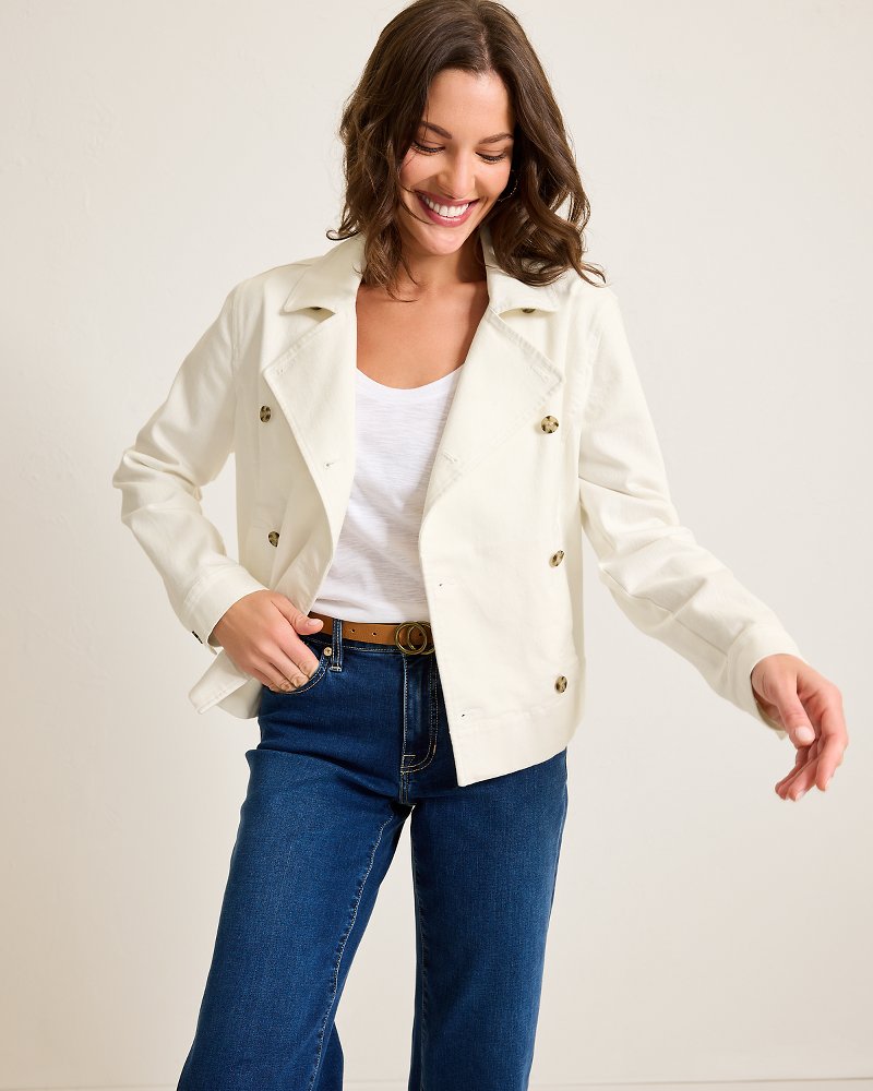 Cotton Twill Cropped Peacoat White | Tommy Bahama Exclusive - Cotton Twill Cropped Peacoat