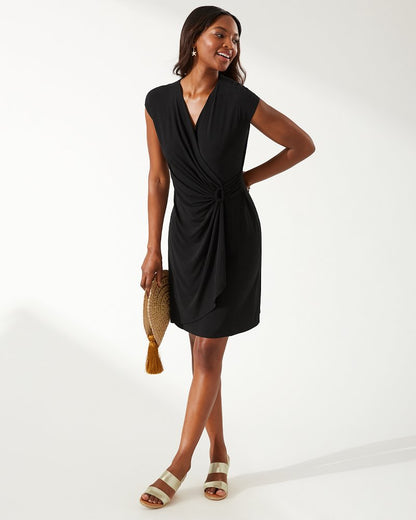Clara Faux-Wrap Dress Black | Tommy Bahama Hot Sale - Clara Faux-Wrap Dress
