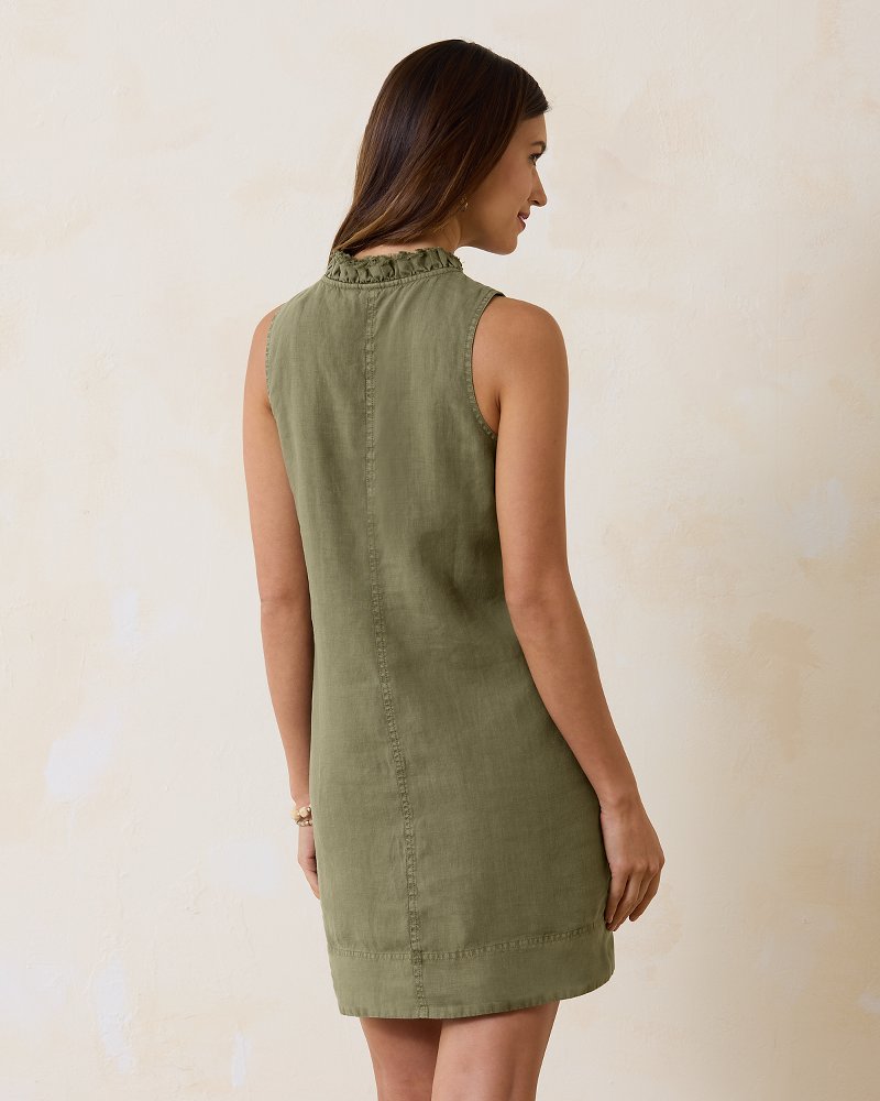 Two Palms Double-Ruffle Linen Dress Tea Leaf | Tommy Bahama Trusted - Two Palms Double-Ruffle Linen Dress