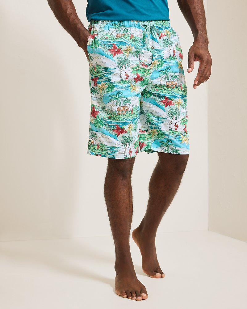 Woven Tropical Print Pajama Shorts Big Sky Blue | Tommy Bahama Best Seller - Woven Tropical Print Pajama Shorts