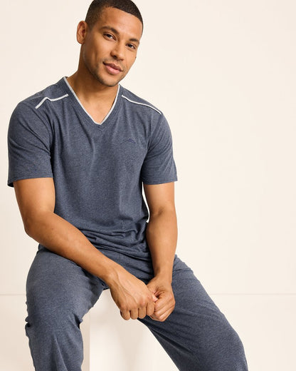 Jersey Short-Sleeve V-Neck T-Shirt Heathered Blue | Tommy Bahama Classic - Jersey Short-Sleeve V-Neck T-Shirt