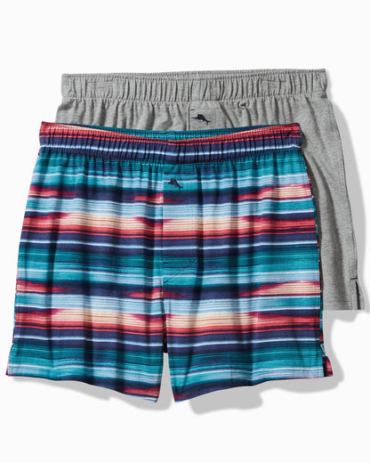 Tropical Print & Solid Knit Boxers—2-Pack Dark Navy | Tommy Bahama Discount - Tropical Print & Solid Knit Boxers—2-Pack