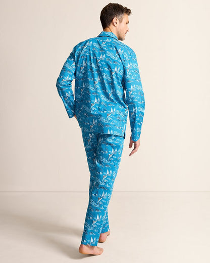 Big & Tall Woven Long Sleeve & Pants Pajama Set Slate Teal | Tommy Bahama Everyday - Big & Tall Woven Long Sleeve & Pants Pajama Set