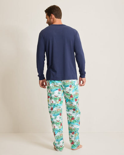 Big & Tall Jersey Long Sleeve & Pants Pajama Set Big Sky Blue | Tommy Bahama Top Pick - Big & Tall Jersey Long Sleeve & Pants Pajama Set