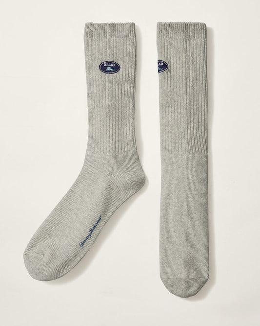 Relax Ribbed Crew Socks Light Grey Heather | Tommy Bahama Featured - Relax Ribbed Crew Socks