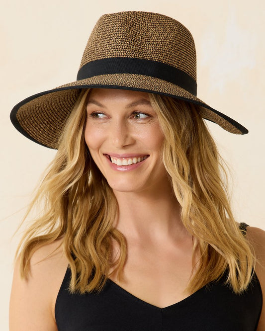 Pinched-Crown Face Saver Hat Natural/Black | Tommy Bahama Quality - Pinched-Crown Face Saver Hat