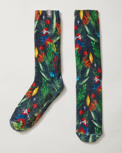 Island Soft® Holiday Parrot Socks Black | Tommy Bahama Trusted - Island Soft® Holiday Parrot Socks