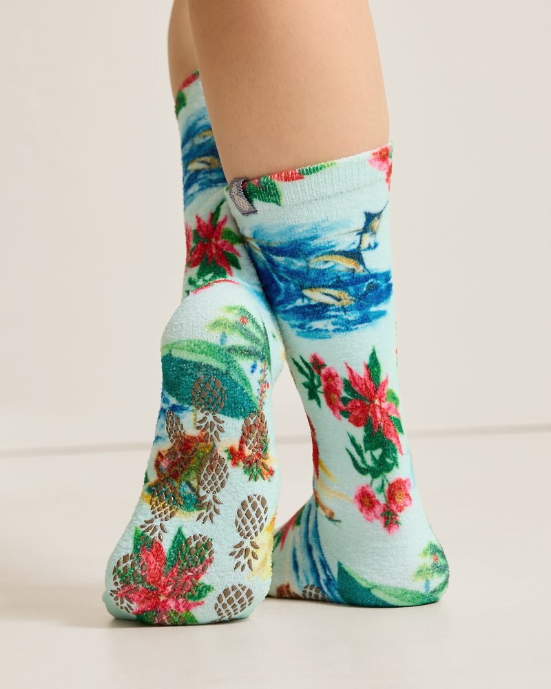 Island Soft® Holiday Santa Socks Lt Sky Blue | Tommy Bahama Discount - Island Soft® Holiday Santa Socks