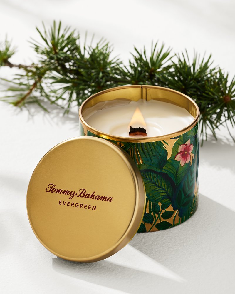 Evergreen 10.6-oz. Floral Embossed Candle Tin Evergreen | Tommy Bahama Sale - Evergreen 10.6-oz. Floral Embossed Candle Tin
