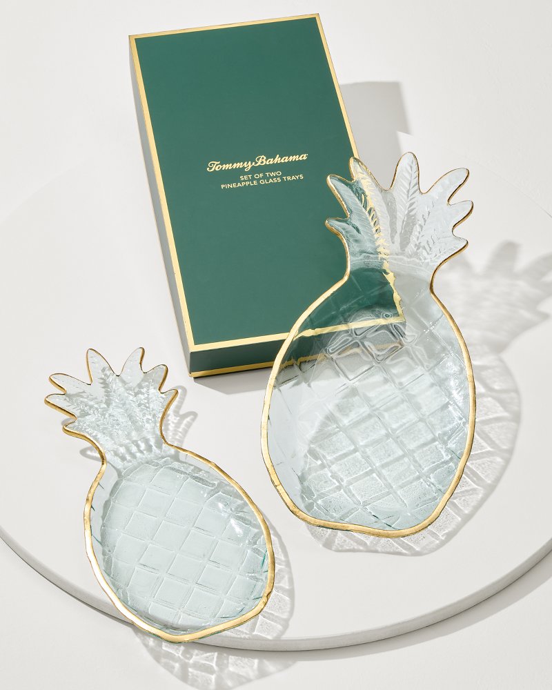 Glass Pineapple Trays — Set of 2 Clear | Tommy Bahama Smart Buy - Glass Pineapple Trays — Set of 2
