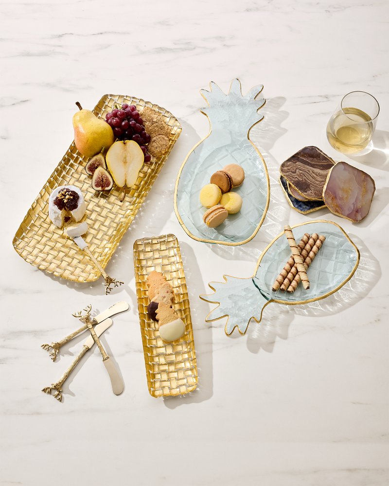 Glass Pineapple Trays — Set of 2 Clear | Tommy Bahama Smart Buy - Glass Pineapple Trays — Set of 2
